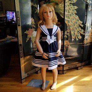 Jessica Ann Size 4 Blue White Sailor Formal Dress